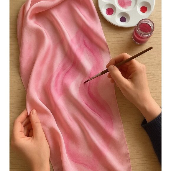 Peach Wild Rag Large Scarf 35x35" Satin Western Accessory Cowgirl or Cowboy - Picture 7 of 11